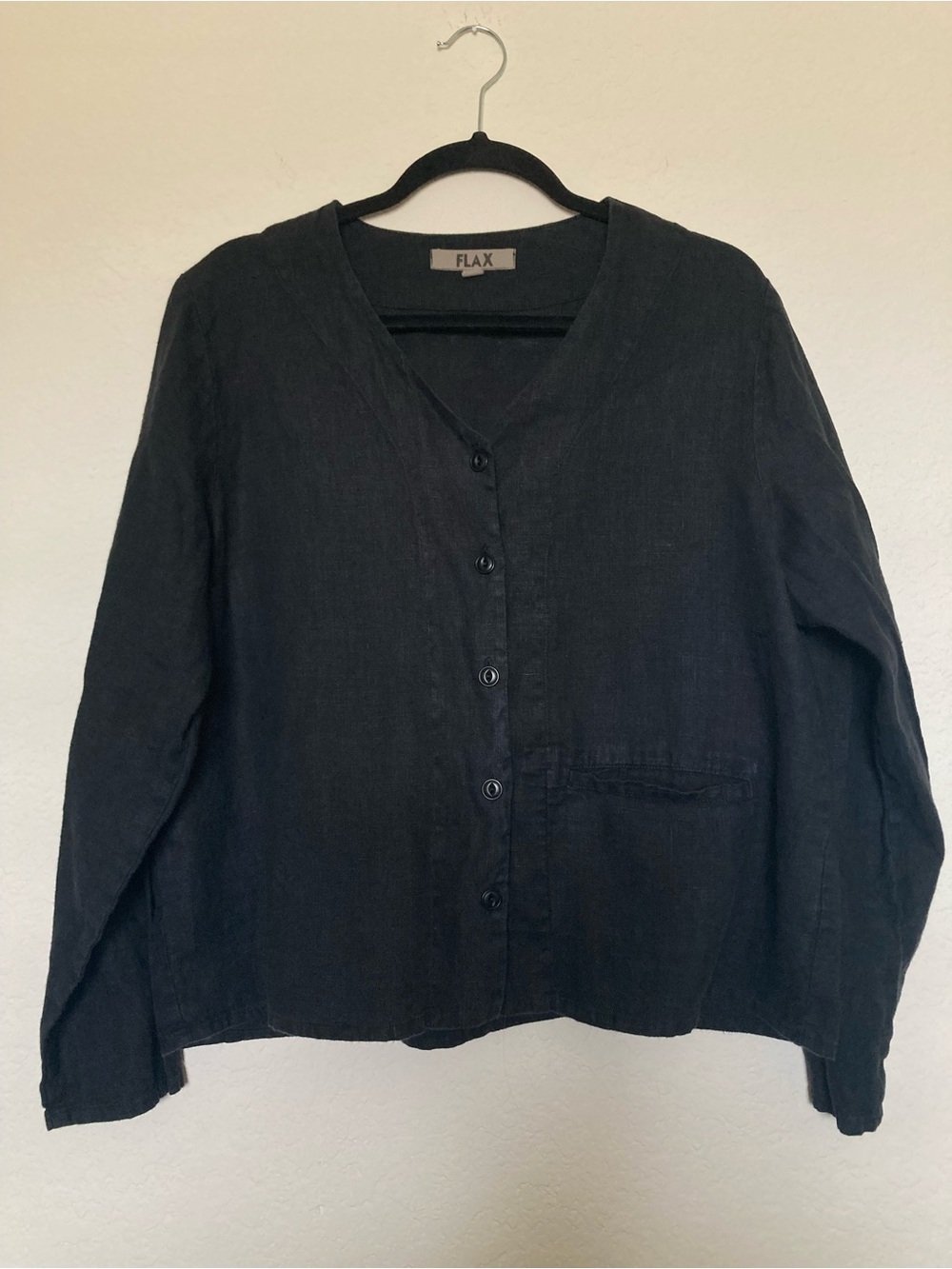 FLAX 100% Linen button front blouse M